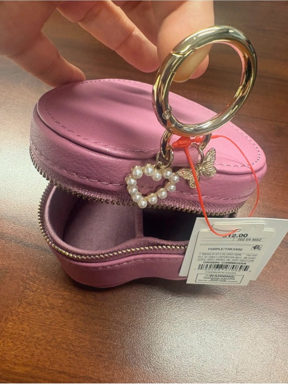 Target Pink Heart Key & Card Holder with Gold Ring